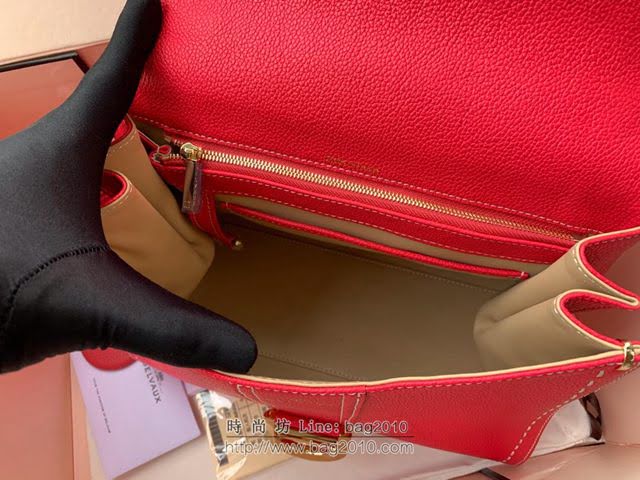 DELVAUX女包 Brillant系列手袋 原廠牛皮 德爾沃女手提包 女手拎包 Delvaux單肩斜挎包 DF0028手縫胭脂粉  fcs1373